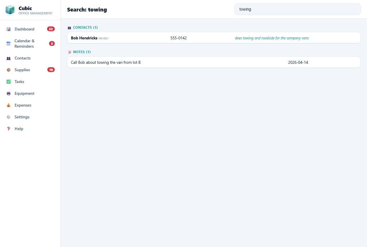 Note-forward universal search