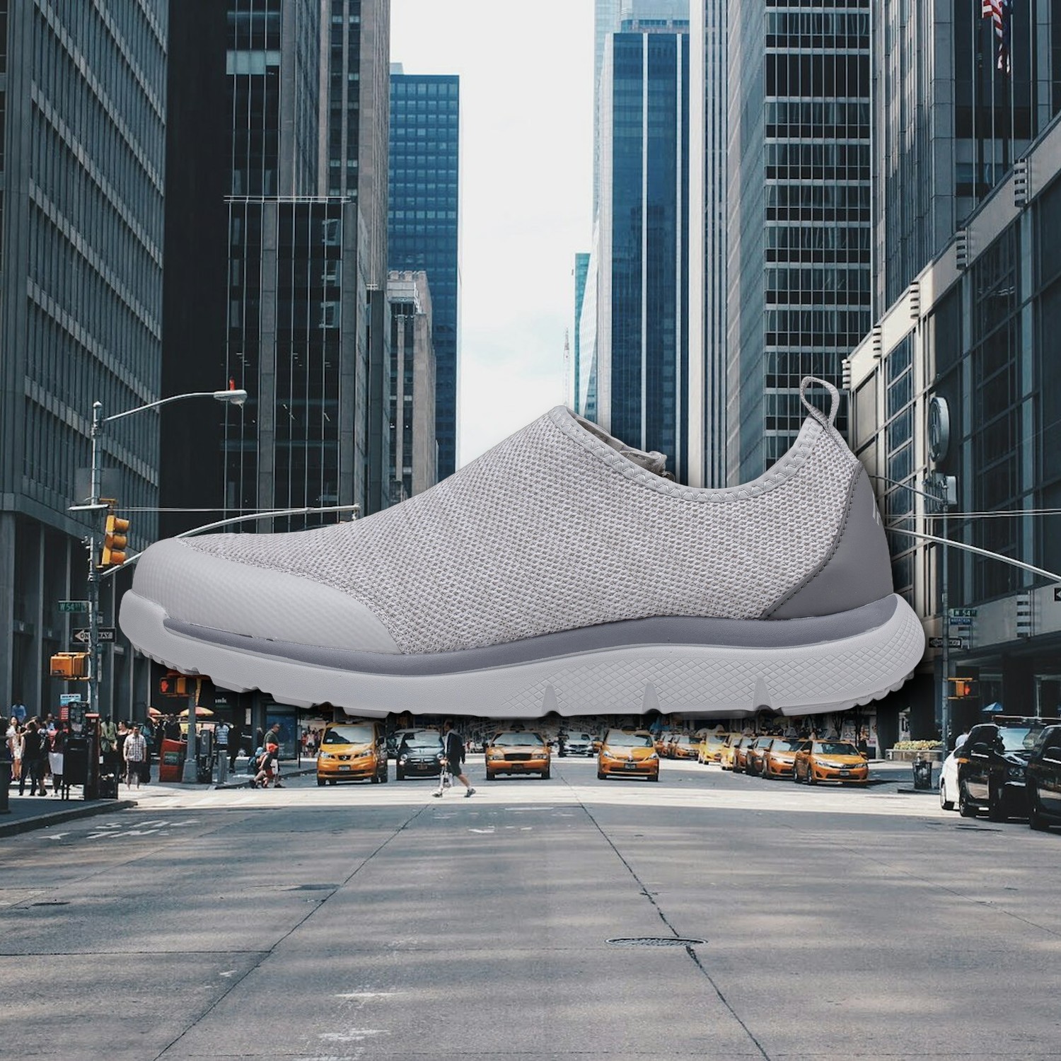 Product placed on a city backdrop