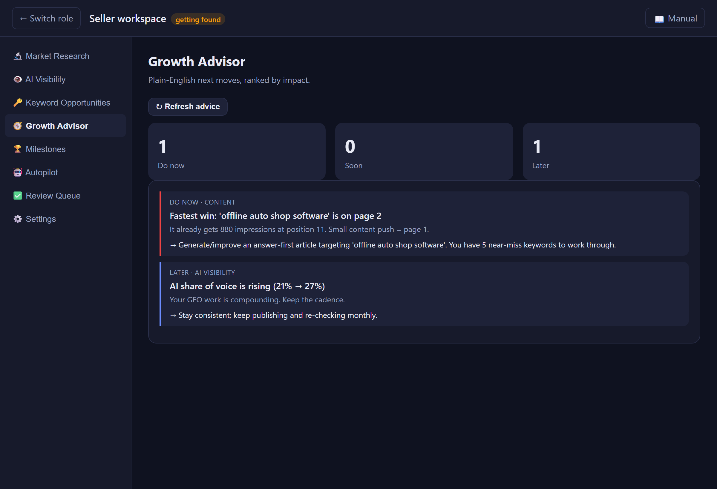 Growth advisor