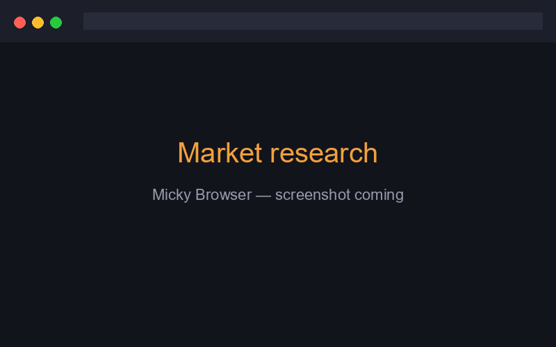 Market research inside the Micky Browser
